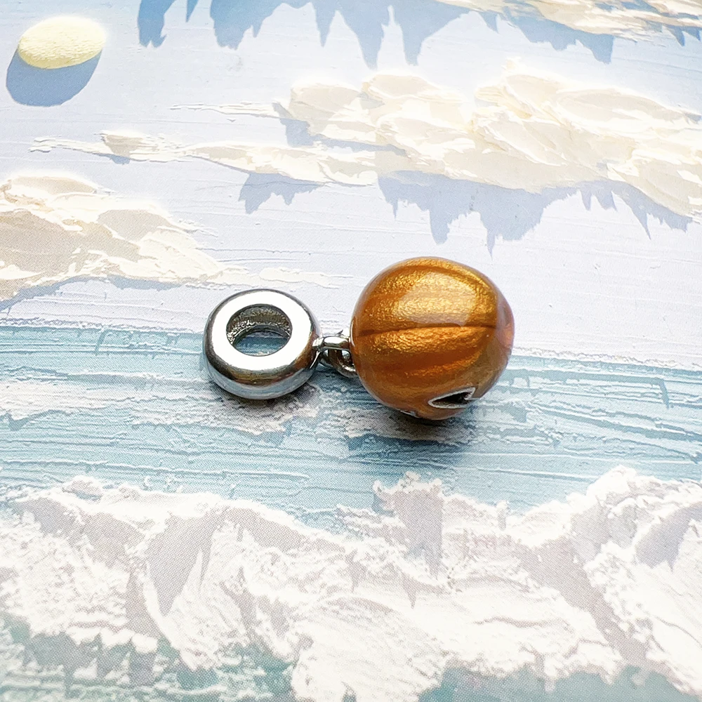 Pumpkin Dangle Charm Women Men Brand New Vintage 925 Sterling Silver Pendant