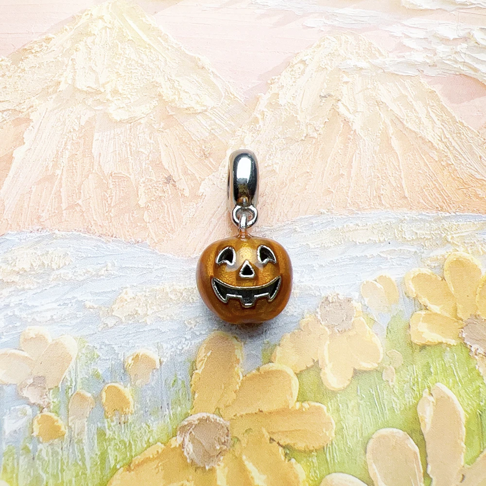 Pumpkin Dangle Charm Women Men Brand New Vintage 925 Sterling Silver Pendant