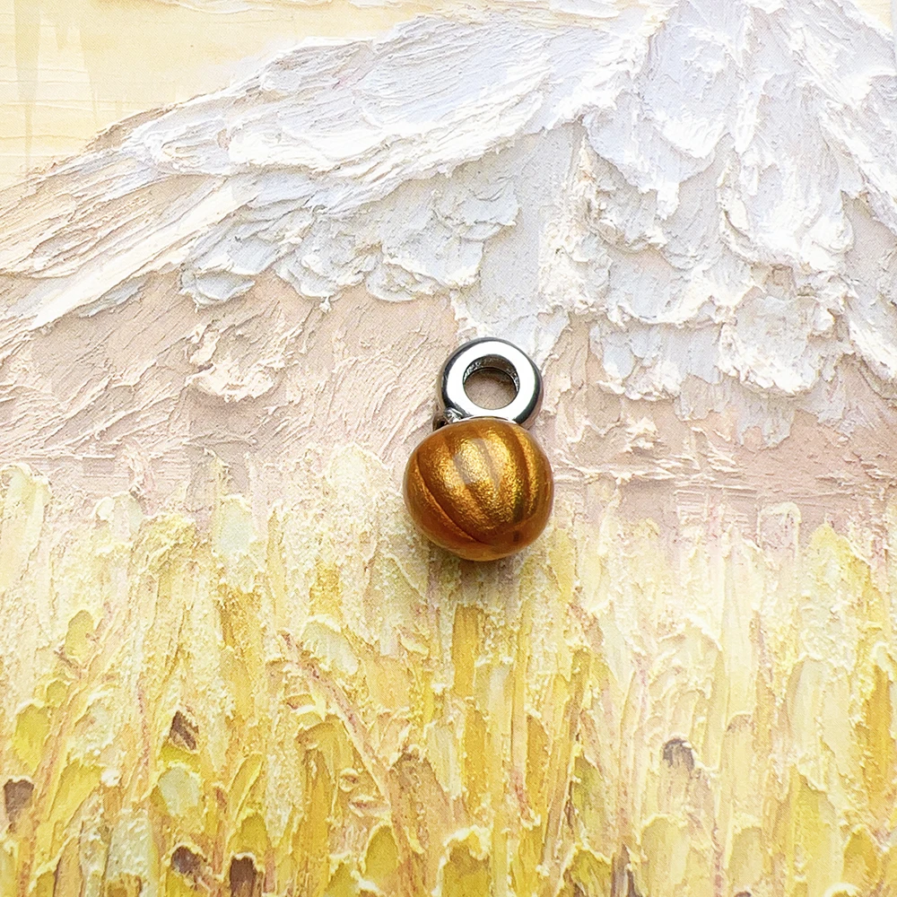 Pumpkin Dangle Charm Women Men Brand New Vintage 925 Sterling Silver Pendant