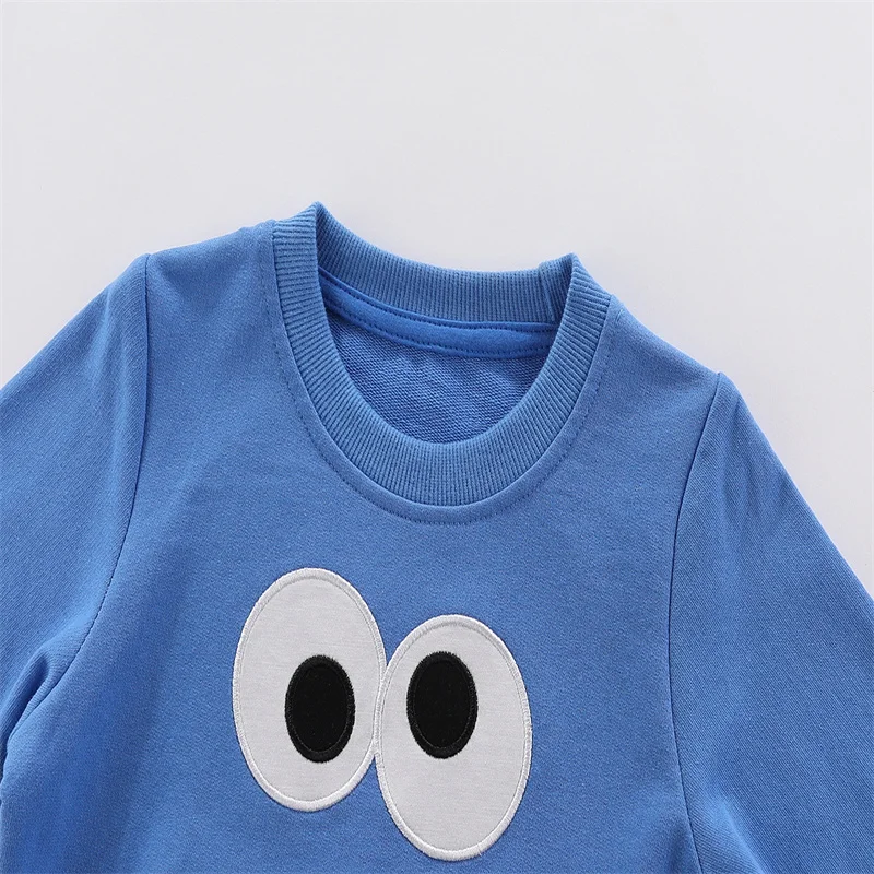 5-7T New Autumn Blue Elmo Sweatshirts Baby Boy Girls Cartoon Shirts Fashion Clothing Long Sleeve Hoody Boys Girls Tops