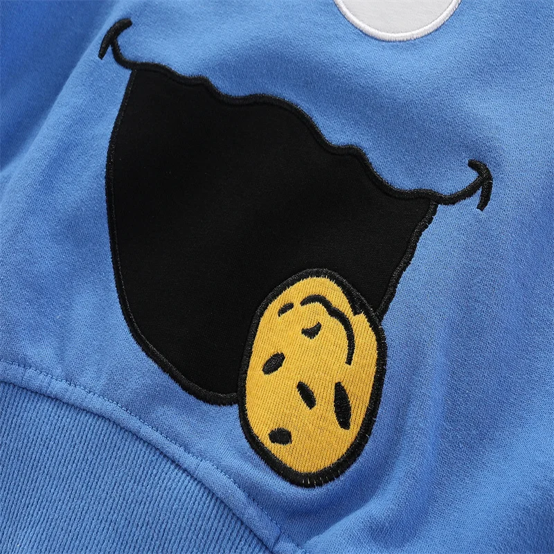5-7T New Autumn Blue Elmo Sweatshirts Baby Boy Girls Cartoon Shirts Fashion Clothing Long Sleeve Hoody Boys Girls Tops