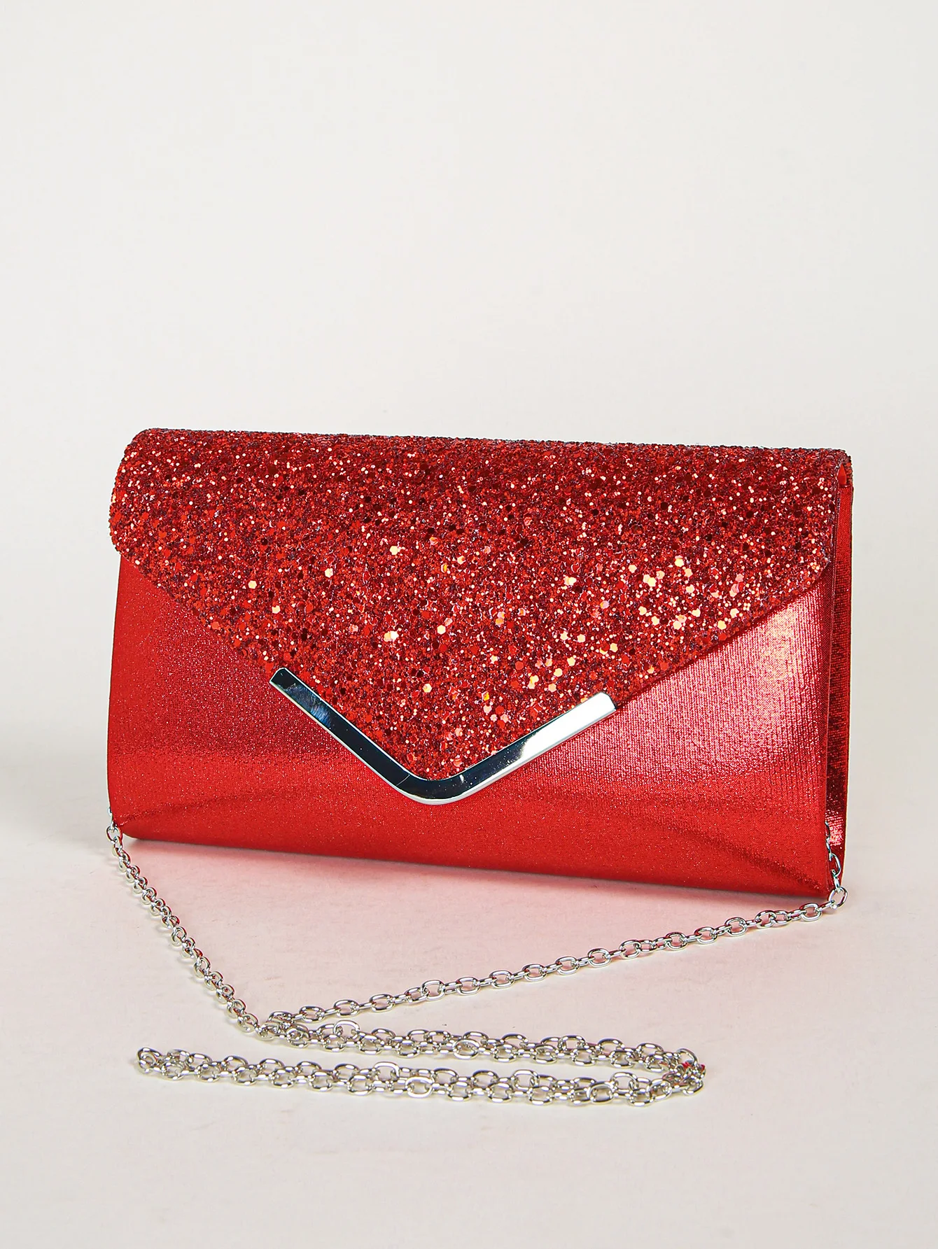 Women Evening Envelope Handbag Prom Sequin Clutch Purse Chain Shoulder Cross Body Bag For Party
