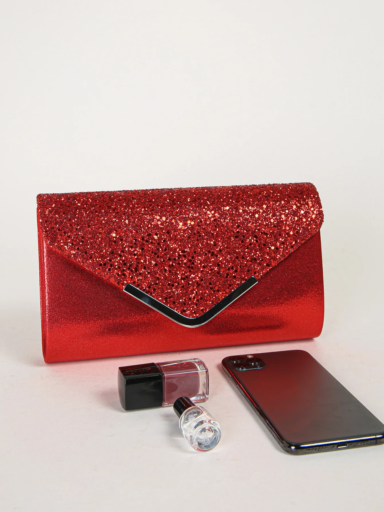 Women Evening Envelope Handbag Prom Sequin Clutch Purse Chain Shoulder Cross Body Bag For Party