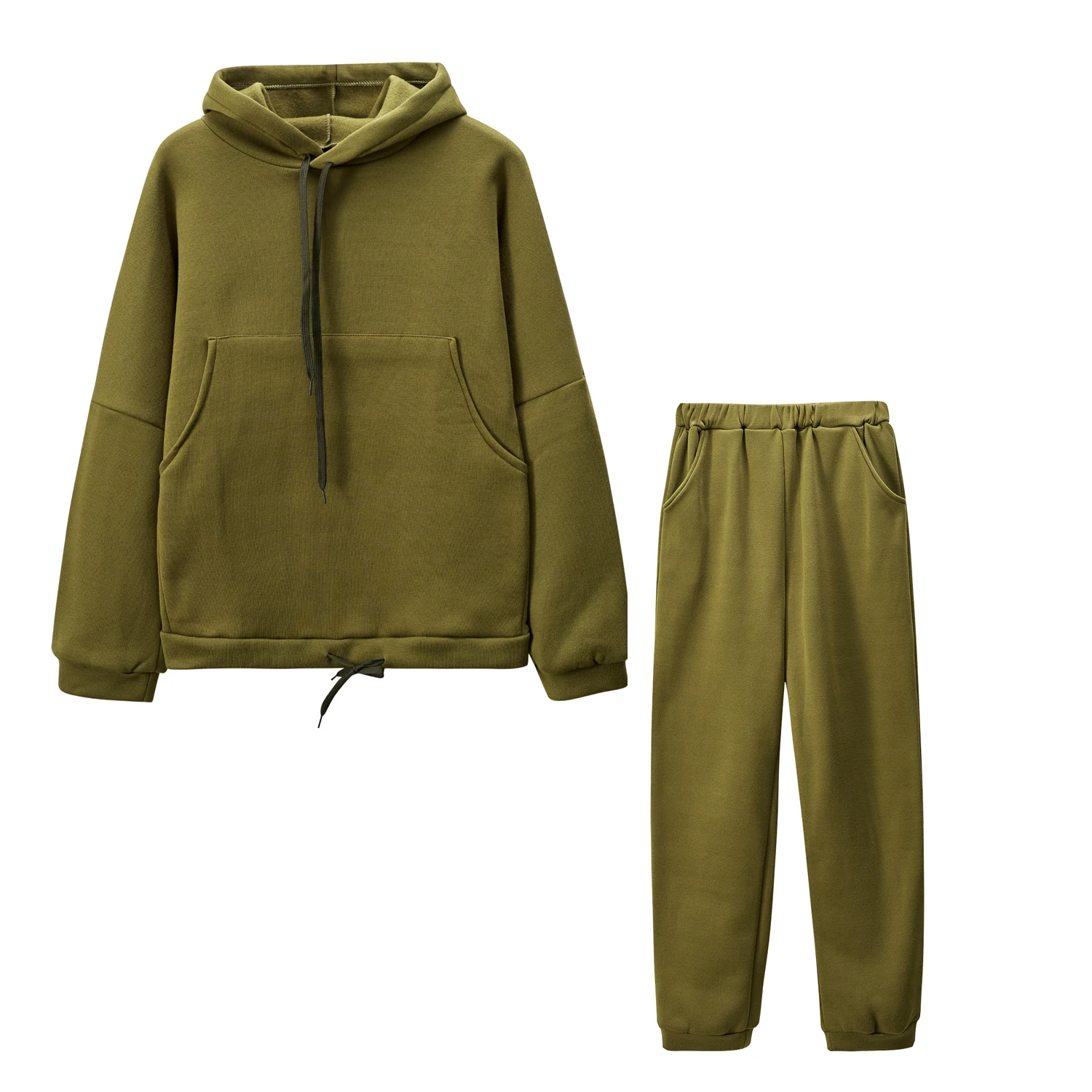 Hot Sale Europe and the United States Spring and Autumn New Fashion Big Pocket Solid Color Sweater Leisure Two-piece Set