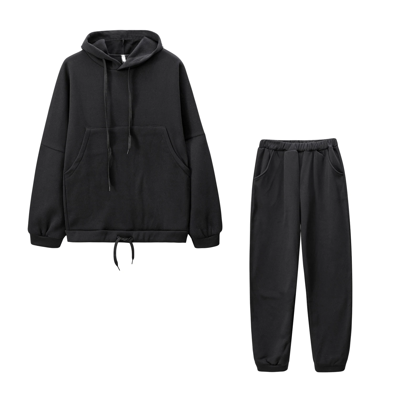 Hot Sale Europe and the United States Spring and Autumn New Fashion Big Pocket Solid Color Sweater Leisure Two-piece Set