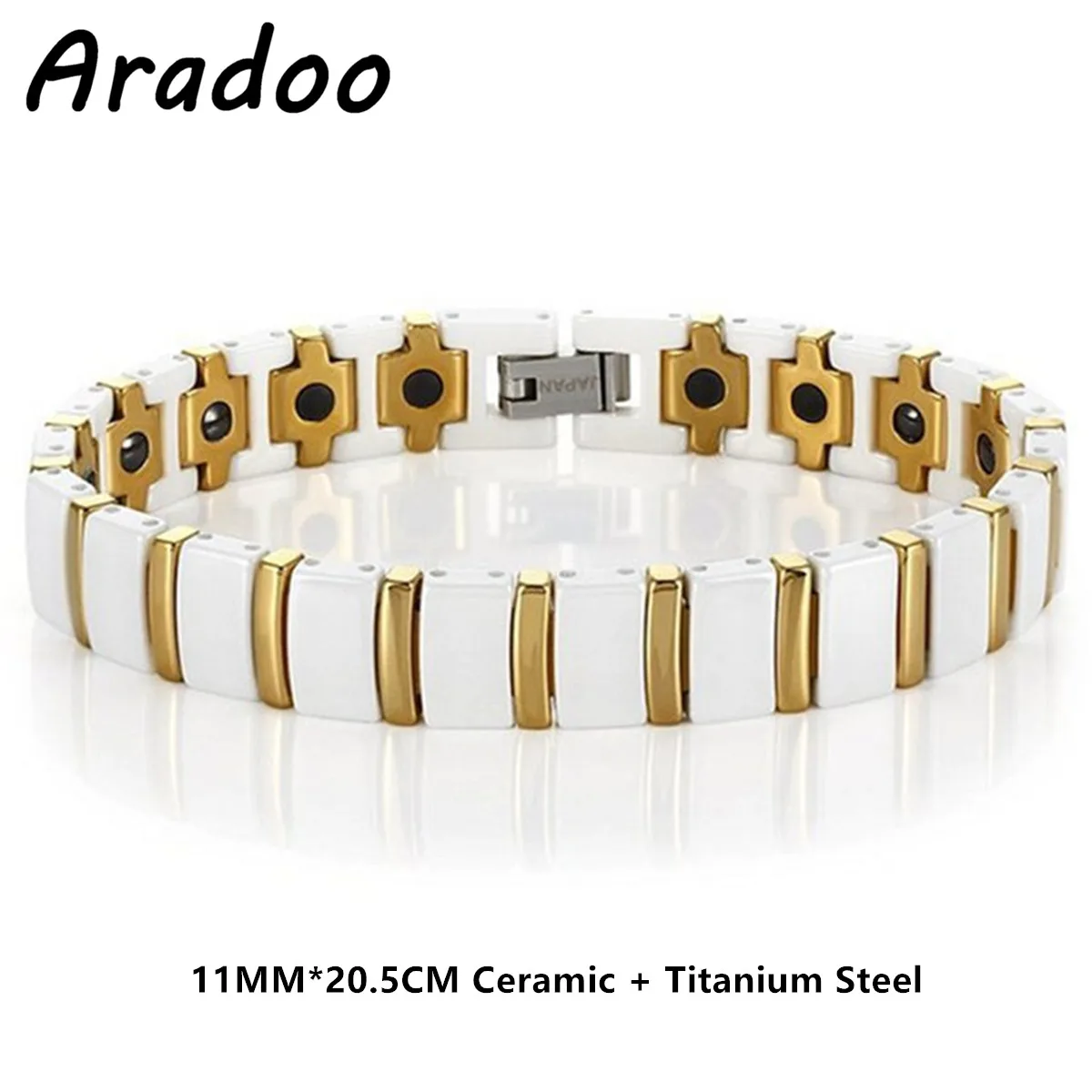 Titanium Steel Ceramic Bracelet Energy Magnetic Therapy Adjustable Bracelet With Regulator