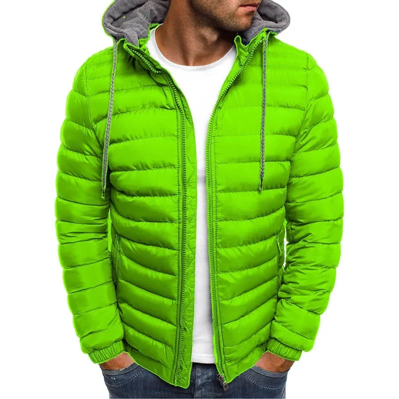 New men's detachable hat with padding, hooded cardigan with drawstring for winter warmth, jacket top, 2024