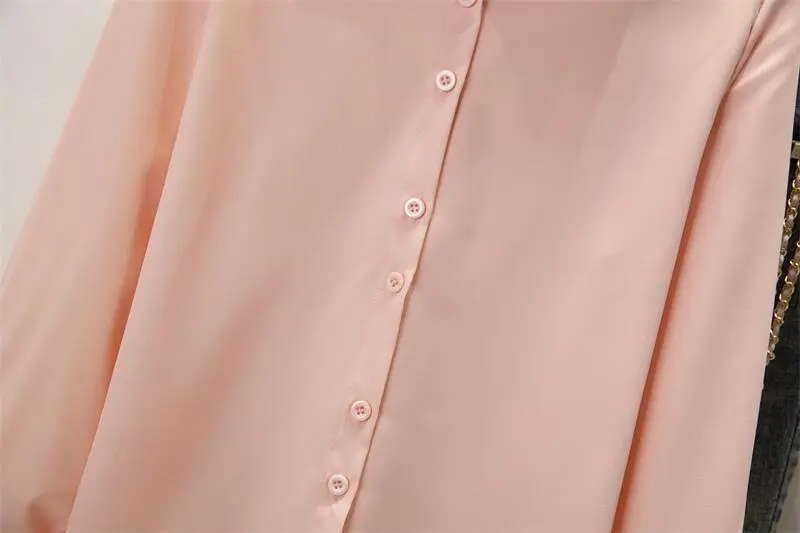 Spring Autumn Chiffon Shirt Women Shirts Fashion Female Long Sleeve Loose Solid Casual Blouse Tops Office Lady Shirts S-4XL