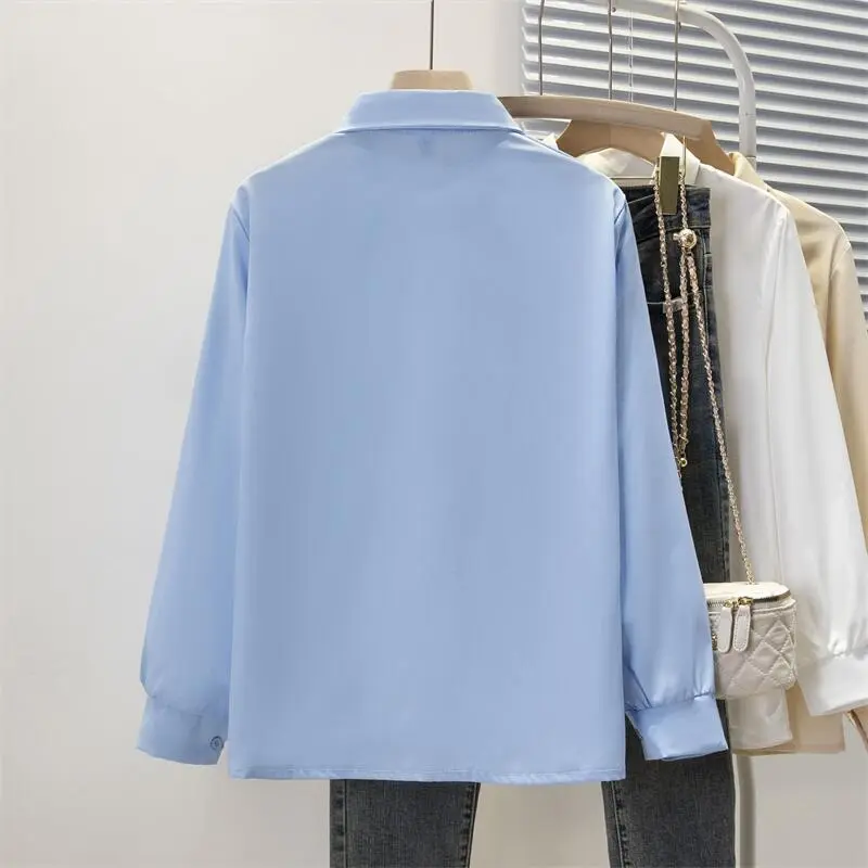 Spring Autumn Chiffon Shirt Women Shirts Fashion Female Long Sleeve Loose Solid Casual Blouse Tops Office Lady Shirts S-4XL
