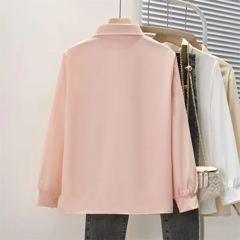 Spring Autumn Chiffon Shirt Women Shirts Fashion Female Long Sleeve Loose Solid Casual Blouse Tops Office Lady Shirts S-4XL
