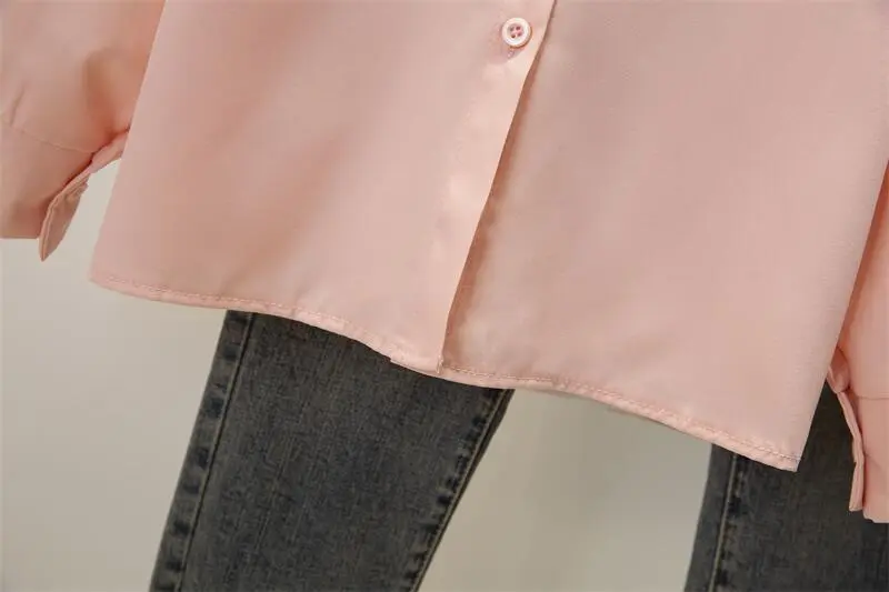 Spring Autumn Chiffon Shirt Women Shirts Fashion Female Long Sleeve Loose Solid Casual Blouse Tops Office Lady Shirts S-4XL