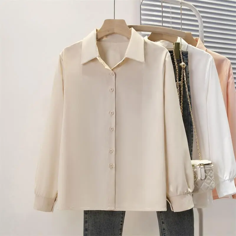 Spring Autumn Chiffon Shirt Women Shirts Fashion Female Long Sleeve Loose Solid Casual Blouse Tops Office Lady Shirts S-4XL
