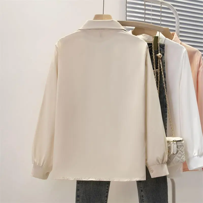 Spring Autumn Chiffon Shirt Women Shirts Fashion Female Long Sleeve Loose Solid Casual Blouse Tops Office Lady Shirts S-4XL