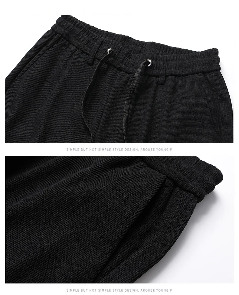 Elastic Waist Casual Pants Men Joggers Loose Fit Straight Pants Spring Autumn Male Trousers Large Size Black Grey