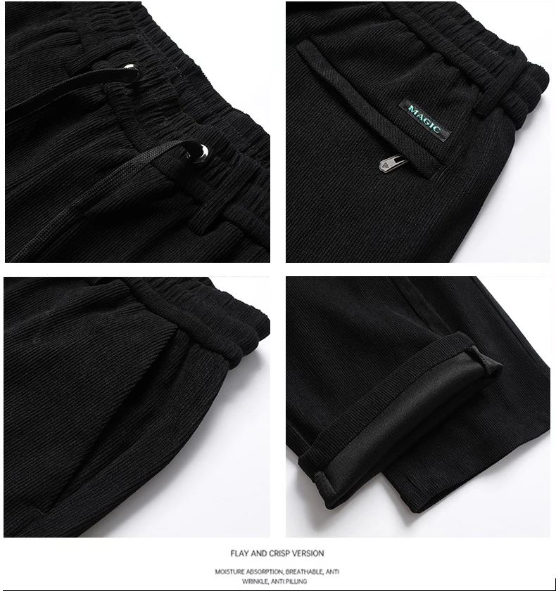 Elastic Waist Casual Pants Men Joggers Loose Fit Straight Pants Spring Autumn Male Trousers Large Size Black Grey