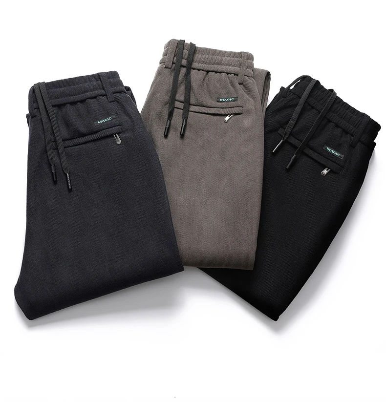 Elastic Waist Casual Pants Men Joggers Loose Fit Straight Pants Spring Autumn Male Trousers Large Size Black Grey