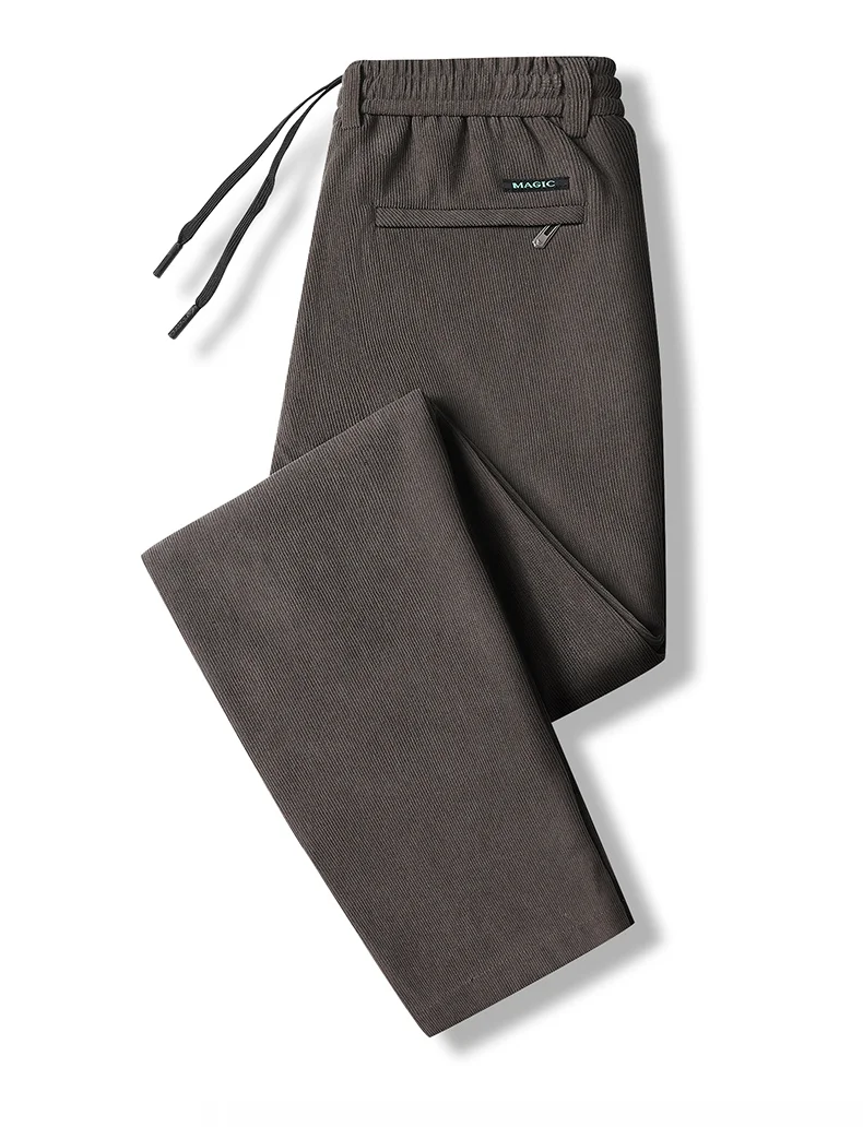 Elastic Waist Casual Pants Men Joggers Loose Fit Straight Pants Spring Autumn Male Trousers Large Size Black Grey