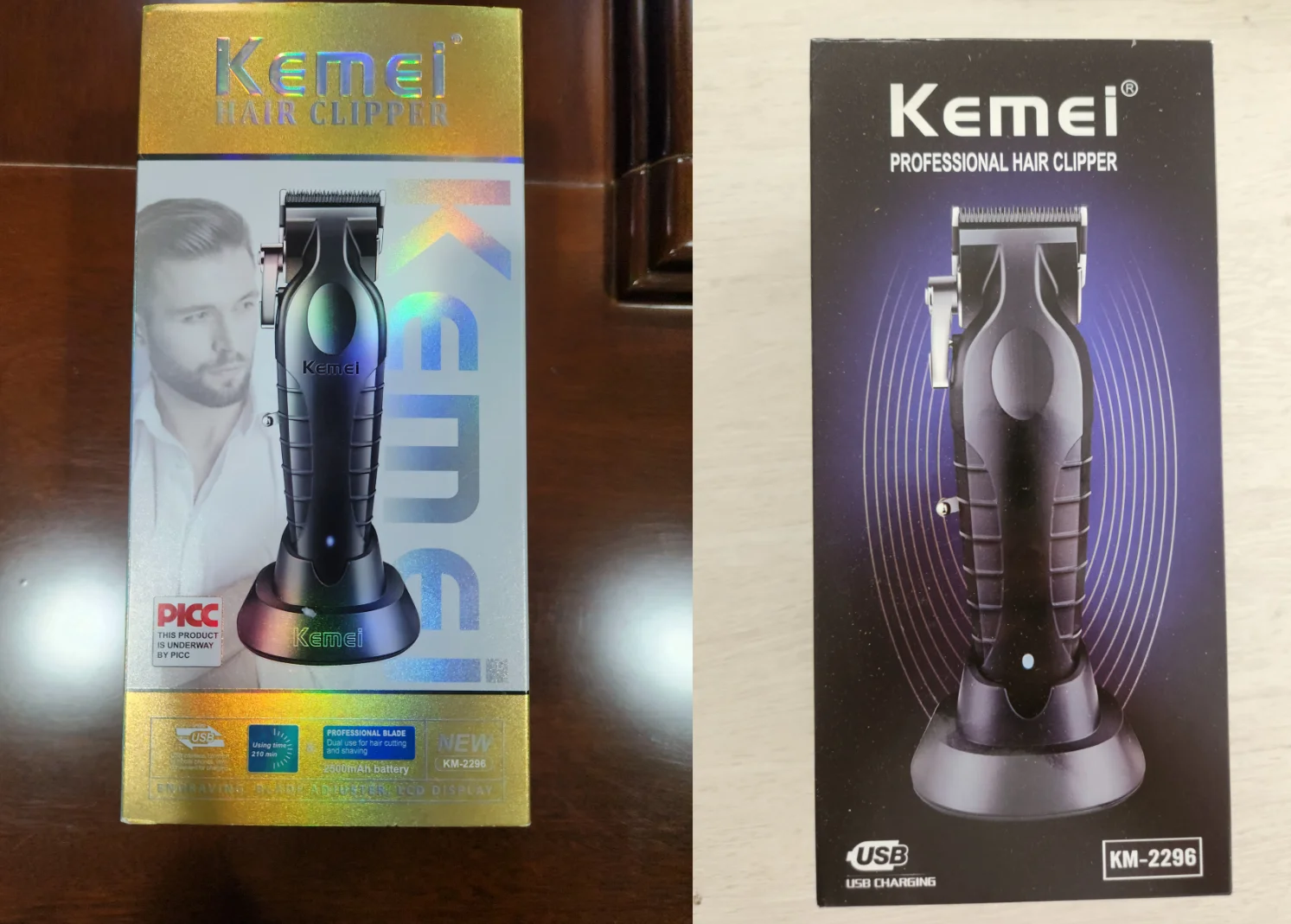 2500mah Lithium Battery Adjustable Trimmer Kemei Km-2296 Usb Rechargeable Cordless Electric Body Groin Hair Trimmer For Men