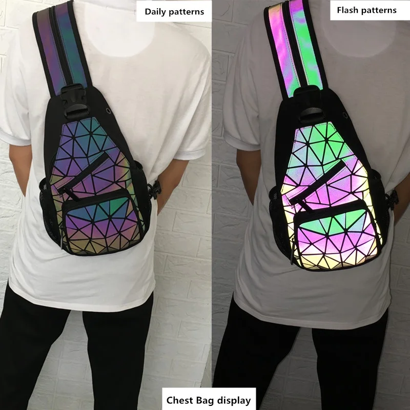 Male Shoulder Sling Bags Man Casual Chest Business Multi Functional Women Backpack Cycling Sports Rucksack Travel Pack Holograph