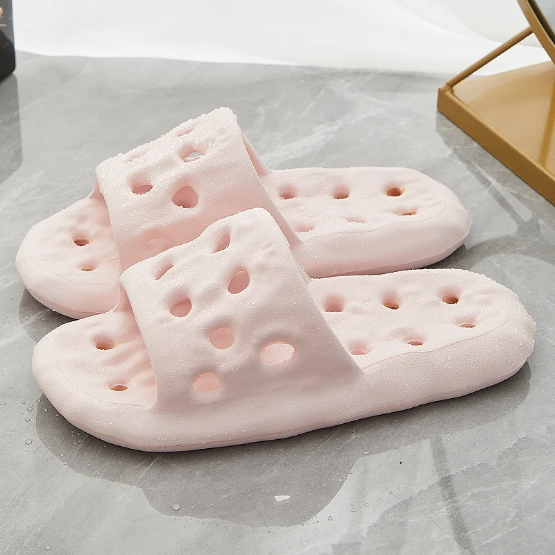 Hollow Out Bottom Bathroom Slippers Women Light Non-slip Soft Sole Home Slides Woman Solid Color Quick-drying Pool Flip Flops