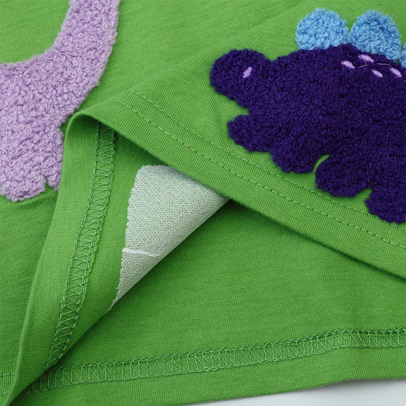 Little maven Cute Boys Tops Tees Appliques Children's Clothing Summer Cartoon Embroidery Dinosaurs Kids Clothes T-shirts