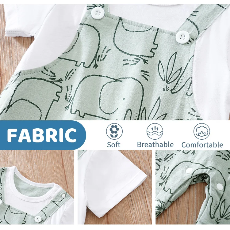 Cute Animal-elephant 0-12Months Newborn Baby Clothes Short Sleeves Bodysuit summer cotton Infant Romper Toddler boys Jumpsuit