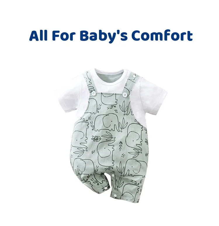 Cute Animal-elephant 0-12Months Newborn Baby Clothes Short Sleeves Bodysuit summer cotton Infant Romper Toddler boys Jumpsuit