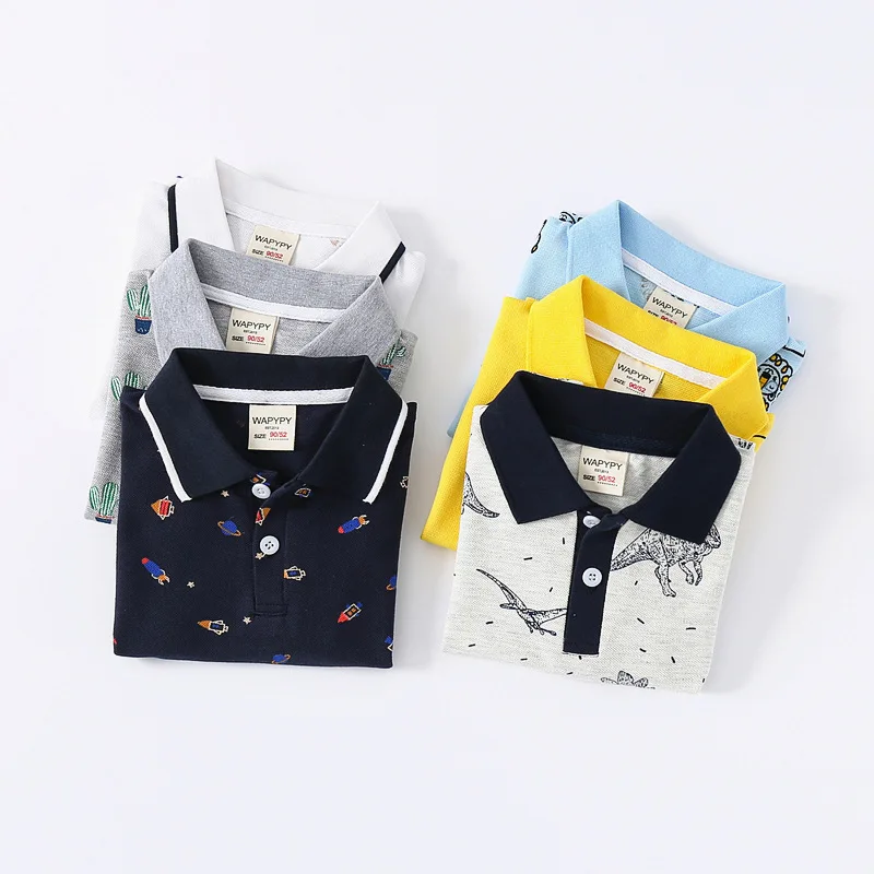 Boy Polo Shirts for Kids Toddler Age 0 to 1 2 3 4 5 6 7 Years 100% Cotton School Shirt Short Sleeves Car Casual Children Clothes