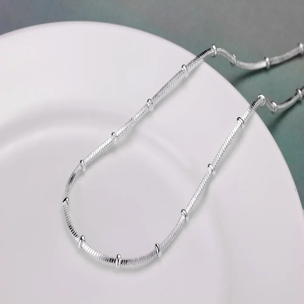 Fine Top brands 925 Sterling Silver bracelets neckalce Jewelry sets beads Snake bone chain for women man Wedding Party Gifts