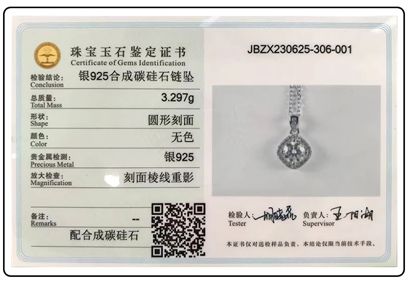 Silver 925 6 Prong Moissanite Pendant Necklace for Women Trendy Design D Color VVS Pass Diamond Testing Jewelry with Box GRA