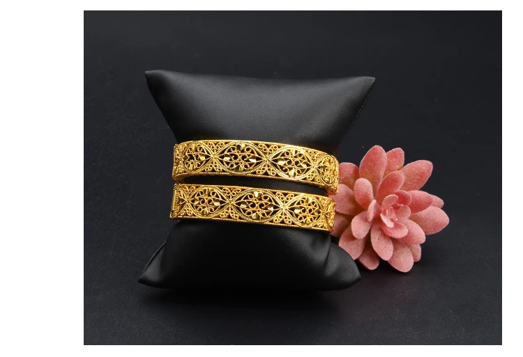 Dubai Gold Color Bangles For Women Gold Plated Indian African Hard Bracelets Charm Wedding Ethiopian Arabic Hand Jewelry Luxury
