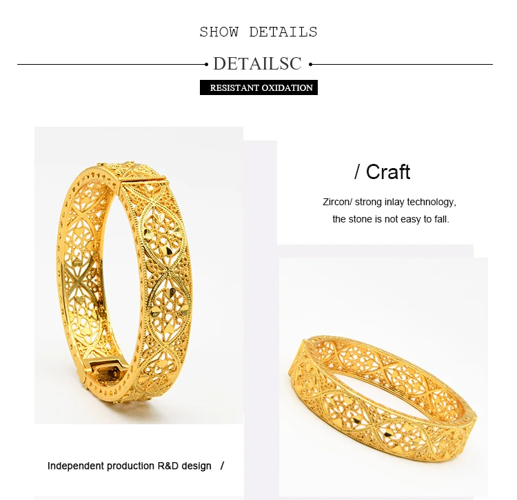 Dubai Gold Color Bangles For Women Gold Plated Indian African Hard Bracelets Charm Wedding Ethiopian Arabic Hand Jewelry Luxury