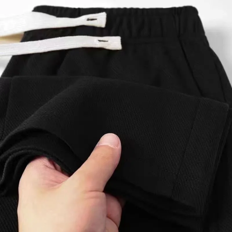 Casual Men Sweatpants Breathable Fashion Sportswear Drawstring Wide Leg Straight Track Pants Cotton Casual Loose Trousers Male