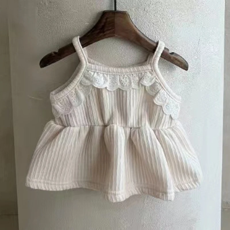 Q23030 Children Clothing Spring&Summer Sweet Lace Dress for Newborn Baby Toddler Princess Soft Sleeveless Skirt for Girls