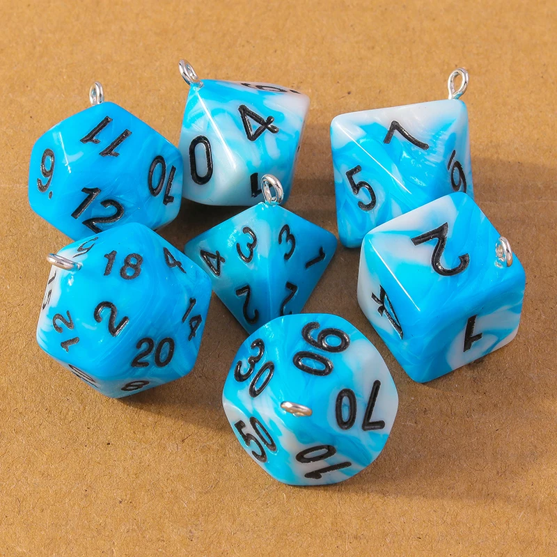 7pcs Fashion Colorful Geometric Dice Charms Pendants for Making Earrings Necklace DIY Jewelry Accessories Supplies
