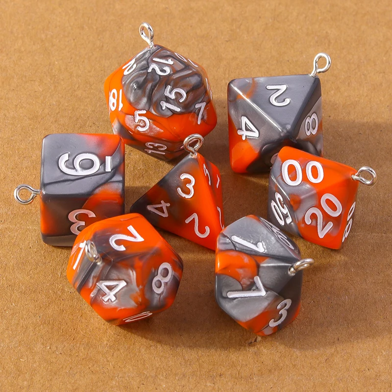 7pcs Fashion Colorful Geometric Dice Charms Pendants for Making Earrings Necklace DIY Jewelry Accessories Supplies