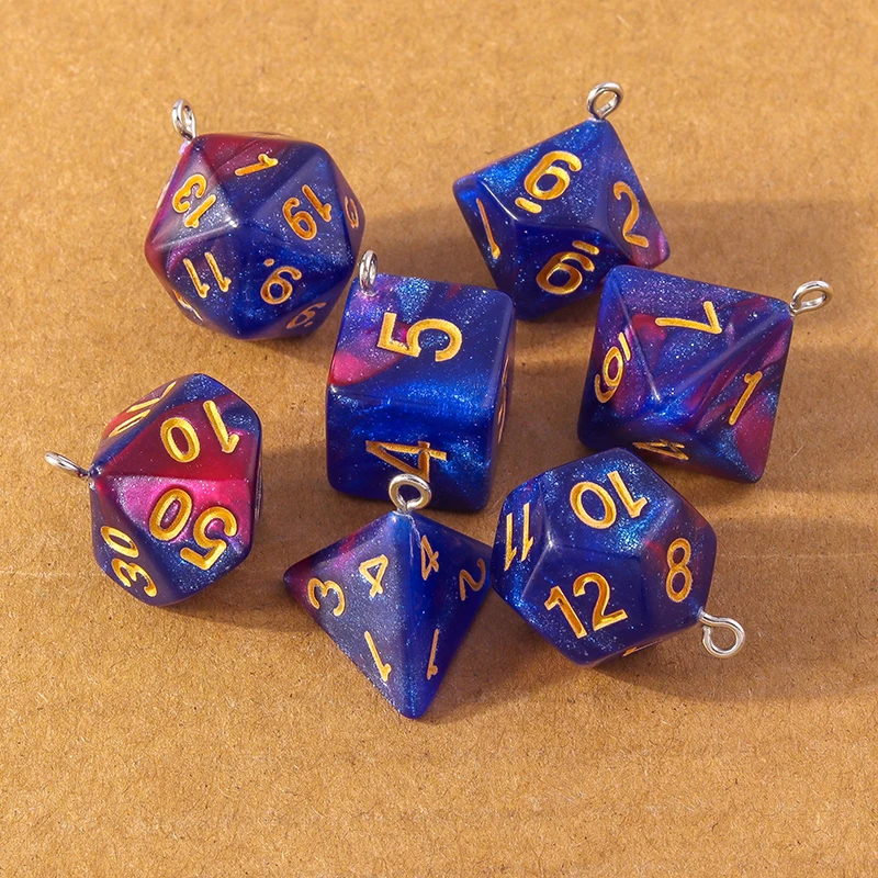 7pcs Fashion Colorful Geometric Dice Charms Pendants for Making Earrings Necklace DIY Jewelry Accessories Supplies