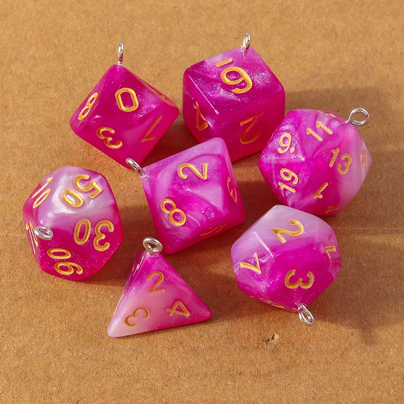 7pcs Fashion Colorful Geometric Dice Charms Pendants for Making Earrings Necklace DIY Jewelry Accessories Supplies