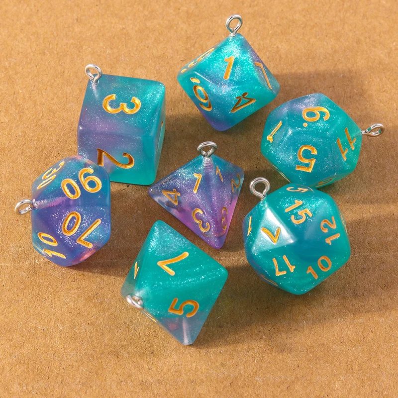 7pcs Fashion Colorful Geometric Dice Charms Pendants for Making Earrings Necklace DIY Jewelry Accessories Supplies