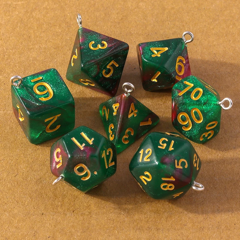 7pcs Fashion Colorful Geometric Dice Charms Pendants for Making Earrings Necklace DIY Jewelry Accessories Supplies