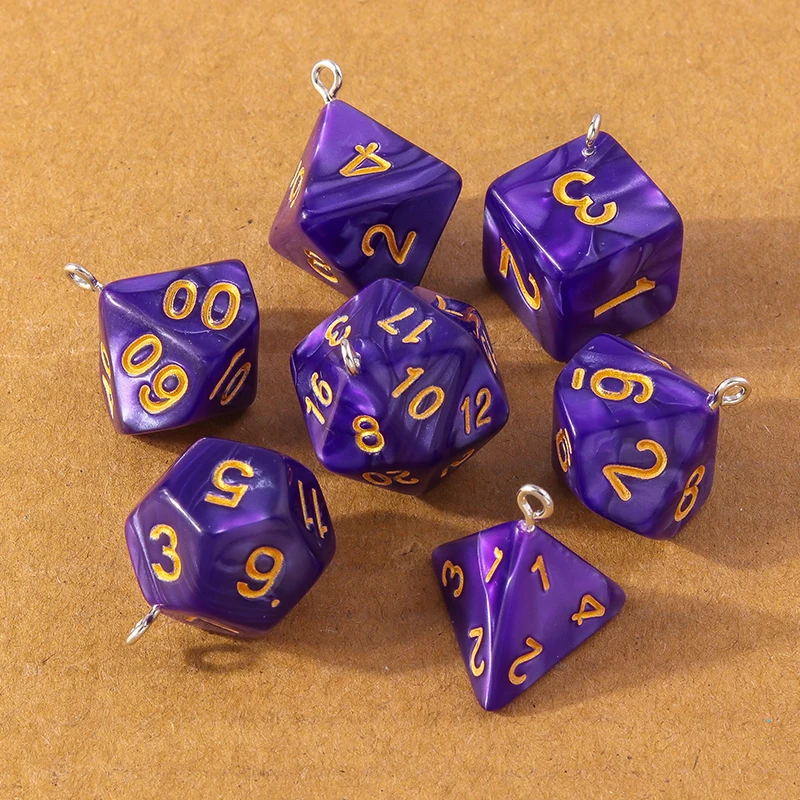 7pcs Fashion Colorful Geometric Dice Charms Pendants for Making Earrings Necklace DIY Jewelry Accessories Supplies