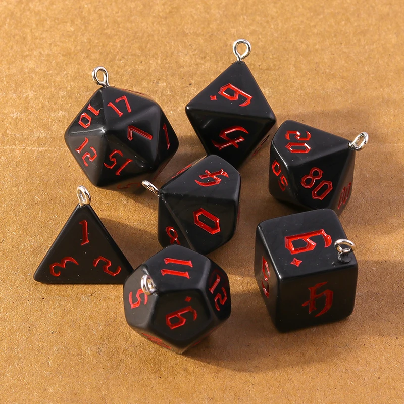 7pcs Fashion Colorful Geometric Dice Charms Pendants for Making Earrings Necklace DIY Jewelry Accessories Supplies