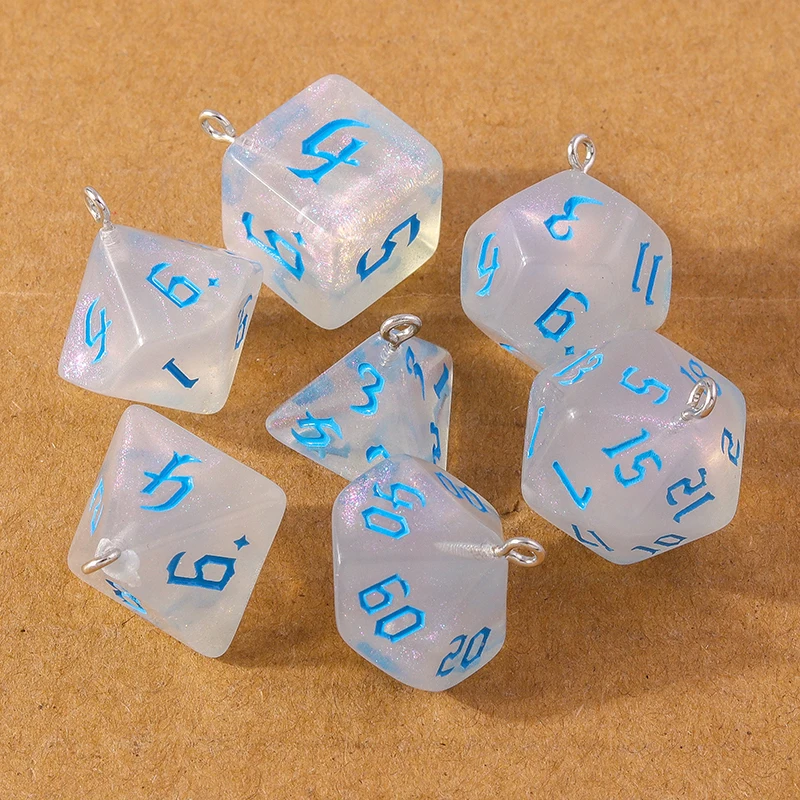 7pcs Fashion Colorful Geometric Dice Charms Pendants for Making Earrings Necklace DIY Jewelry Accessories Supplies