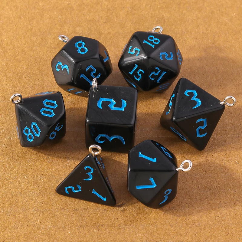 7pcs Fashion Colorful Geometric Dice Charms Pendants for Making Earrings Necklace DIY Jewelry Accessories Supplies