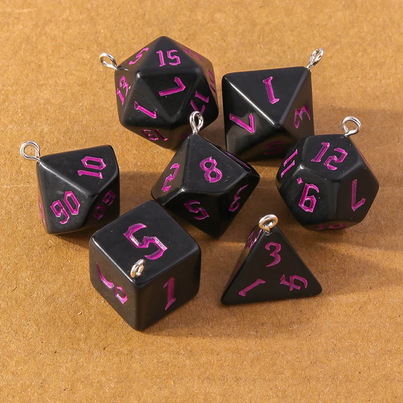 7pcs Fashion Colorful Geometric Dice Charms Pendants for Making Earrings Necklace DIY Jewelry Accessories Supplies