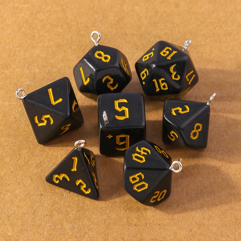 7pcs Fashion Colorful Geometric Dice Charms Pendants for Making Earrings Necklace DIY Jewelry Accessories Supplies