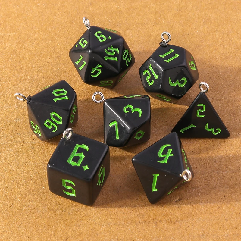 7pcs Fashion Colorful Geometric Dice Charms Pendants for Making Earrings Necklace DIY Jewelry Accessories Supplies