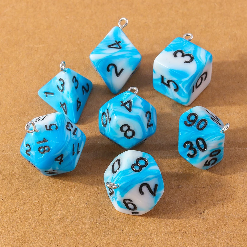 7pcs Fashion Colorful Geometric Dice Charms Pendants for Making Earrings Necklace DIY Jewelry Accessories Supplies
