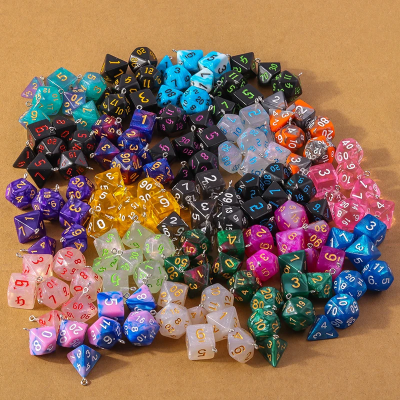 7pcs Fashion Colorful Geometric Dice Charms Pendants for Making Earrings Necklace DIY Jewelry Accessories Supplies