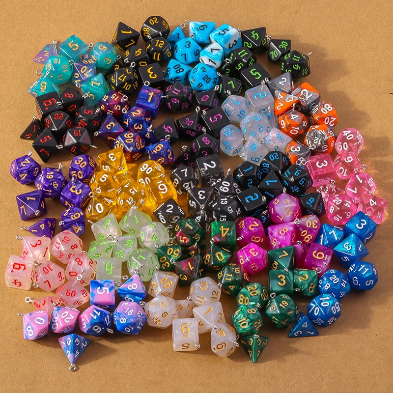 7pcs Fashion Colorful Geometric Dice Charms Pendants for Making Earrings Necklace DIY Jewelry Accessories Supplies